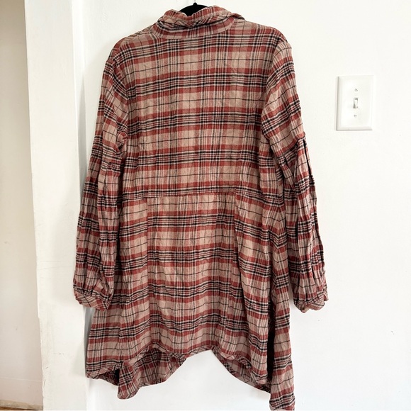 Free People Victorian Red Brown Plaid Jacket XS - Picture 6 of 9